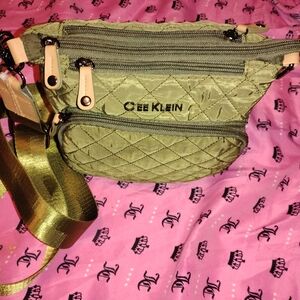 Green Quilted Crossbody Bag with Gold Accents